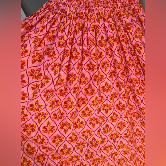 NEW Free People Oasis Printed Smocked Ethereal Midi Dress Pink/Rose Women’s XS - Picture 15 of 16